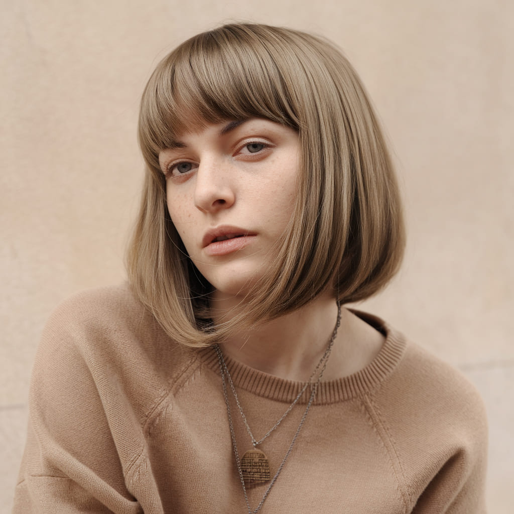 Blunt Bob with Straight Across Bangs