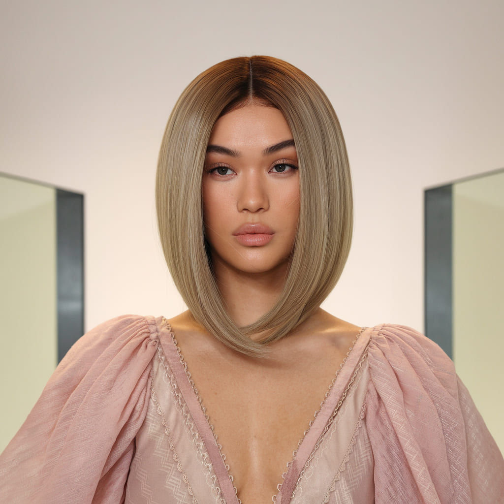 Blunt Long Bob with Middle Part