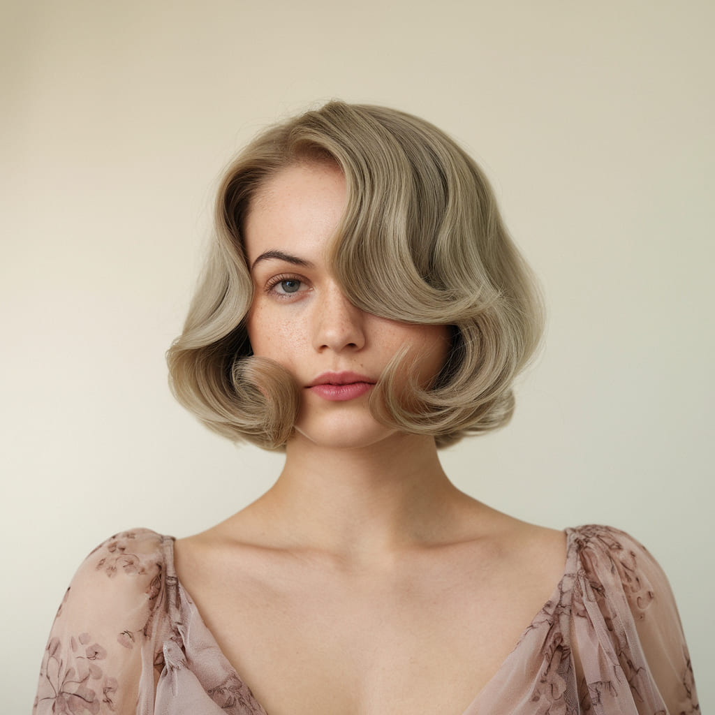 Chin Length Bob with Soft Romantic Waves