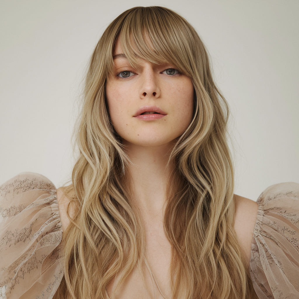 Curtain Bangs with Long Layered Locks