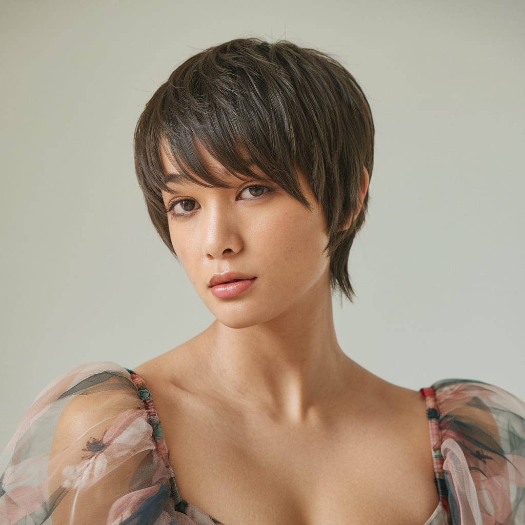 Layered Black Pixie Cut