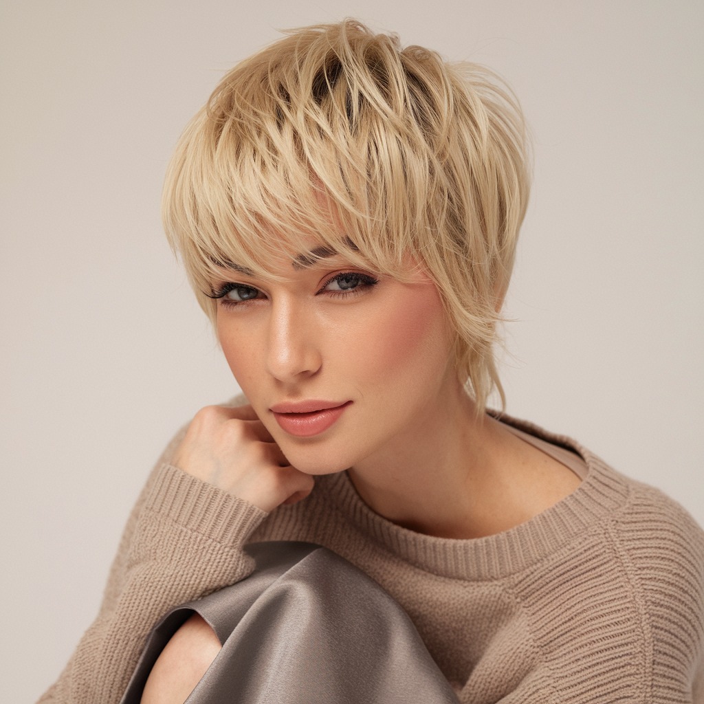 Blonde Pixie Wolf Cut