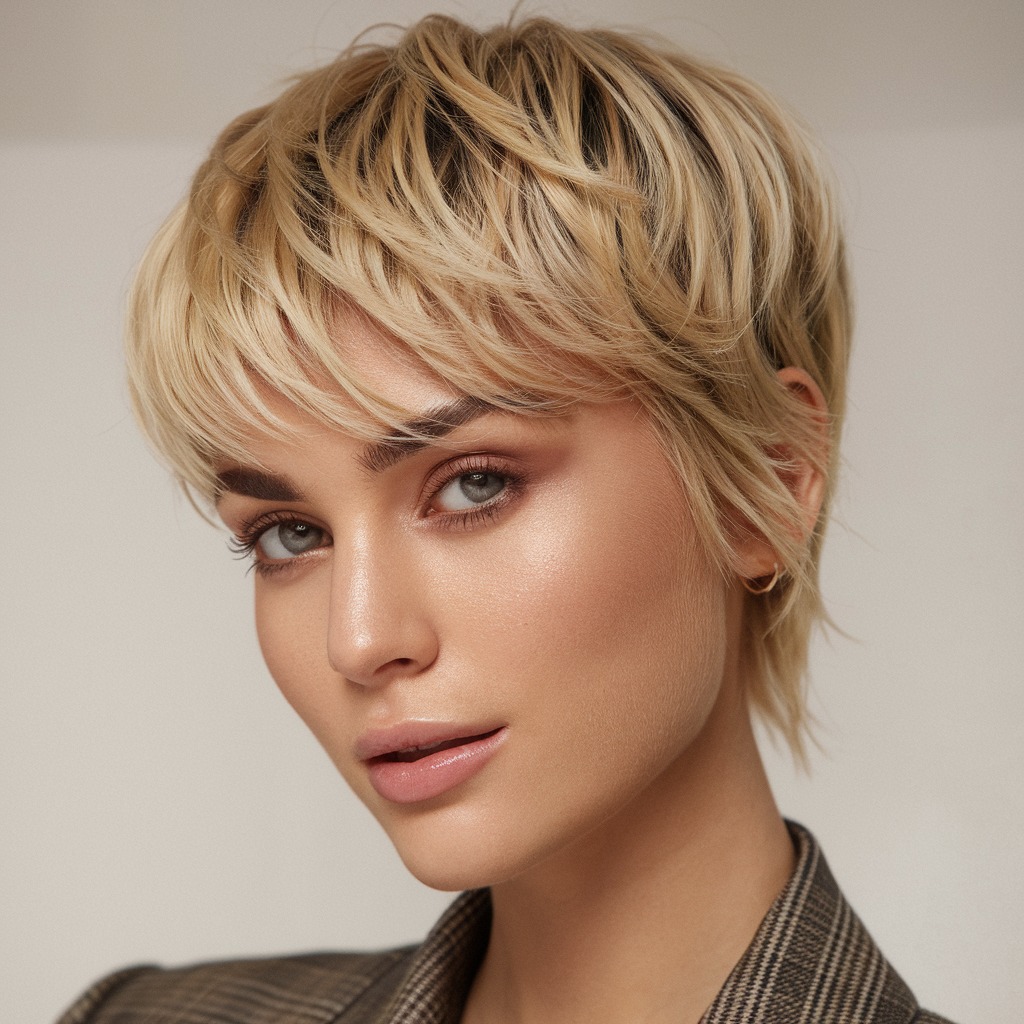 Blonde Pixie with Subtle Coffee Lowlights