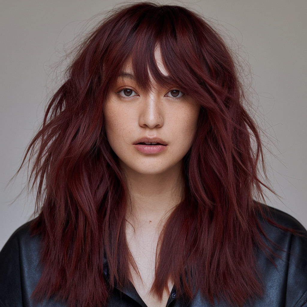 Deep Red Wine Balayage