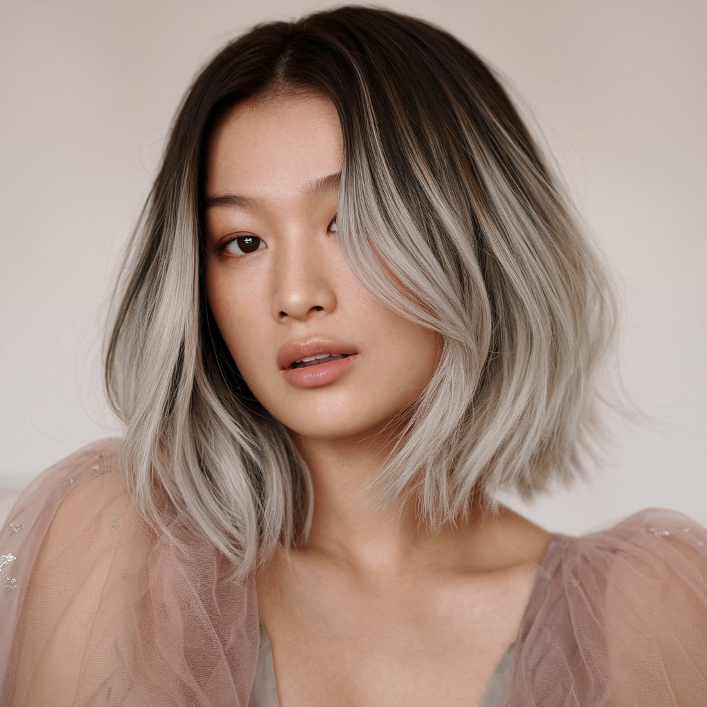 Graduated Bob with Subtle Silver Ombre