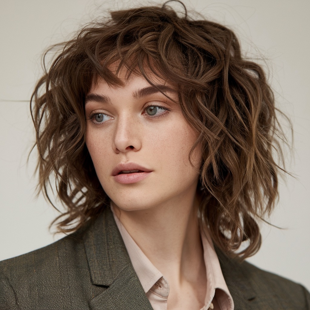 Micro Bangs and Textured Curls