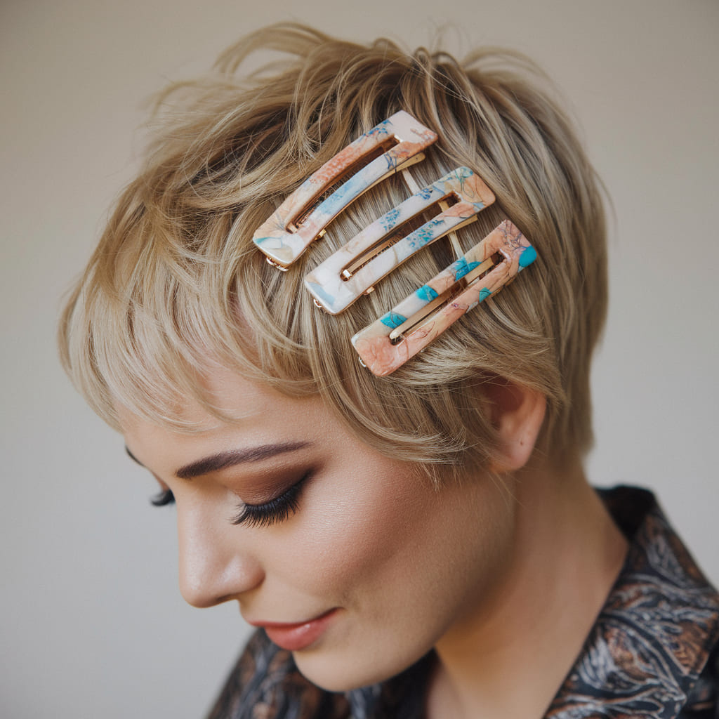 Pixie with Chunky Statement Hair Clips