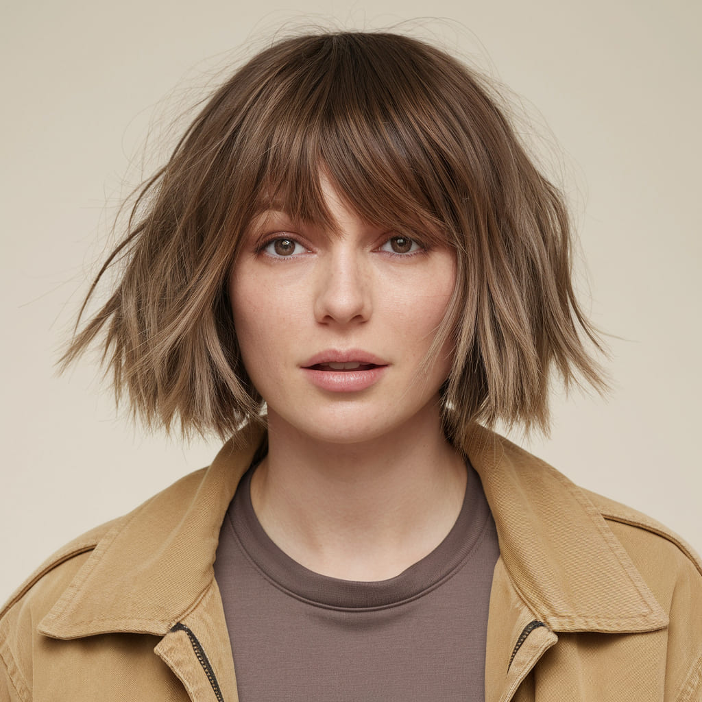 Shaggy Short Bob with Fringe Bangs