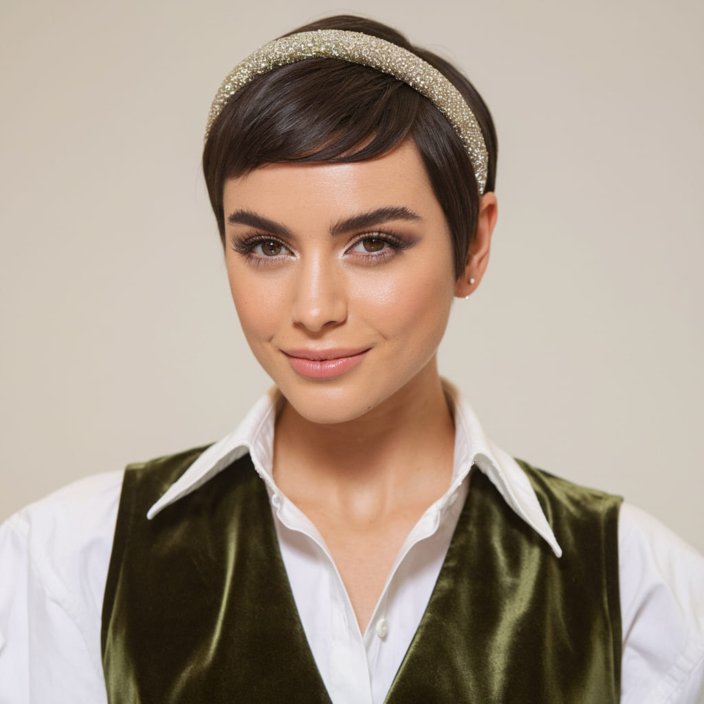 Sleek Pixie with a Sparkly Headband