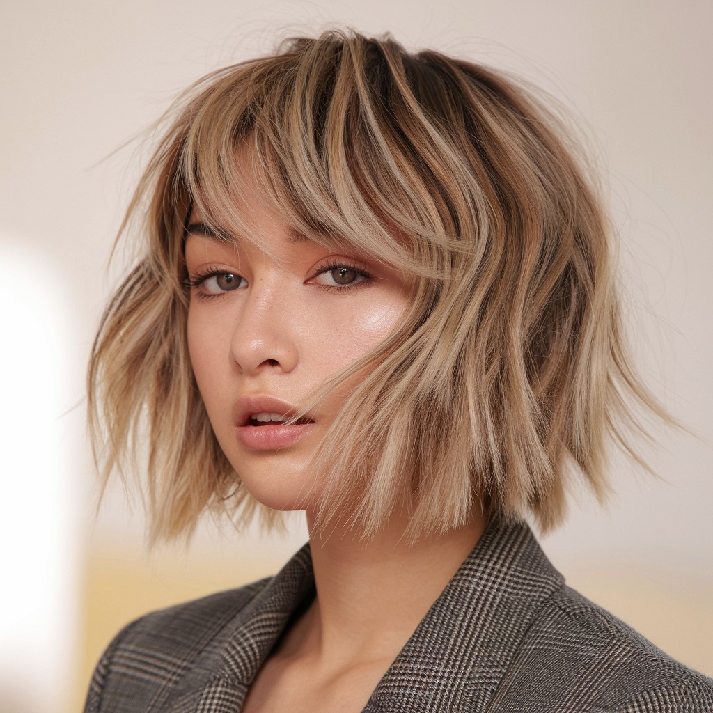 Soft Shaggy Butterfly Cut with Feathered Bangs