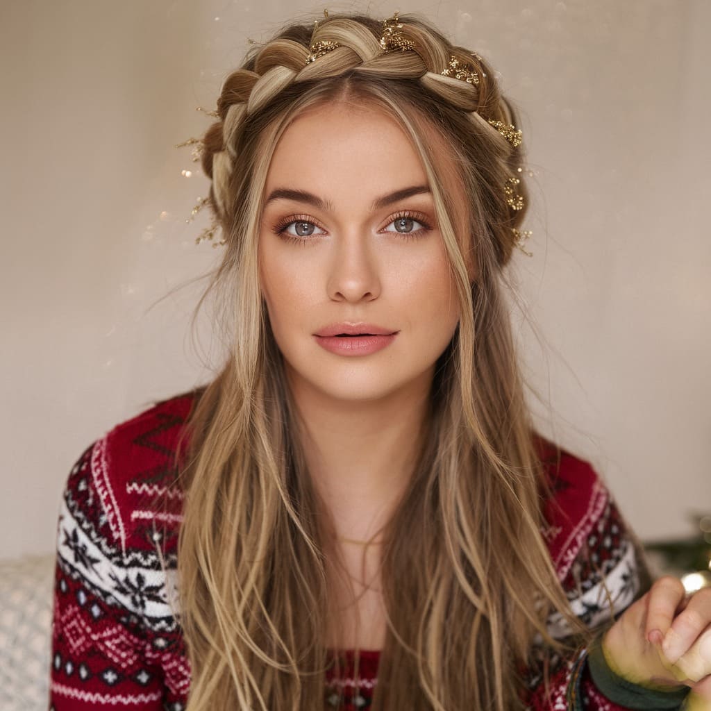 Dutch Braided Crown with Gold Foil