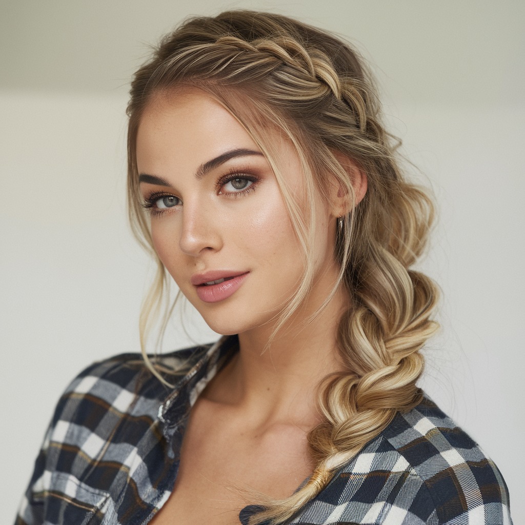 Half-Up with Side Braid Accent