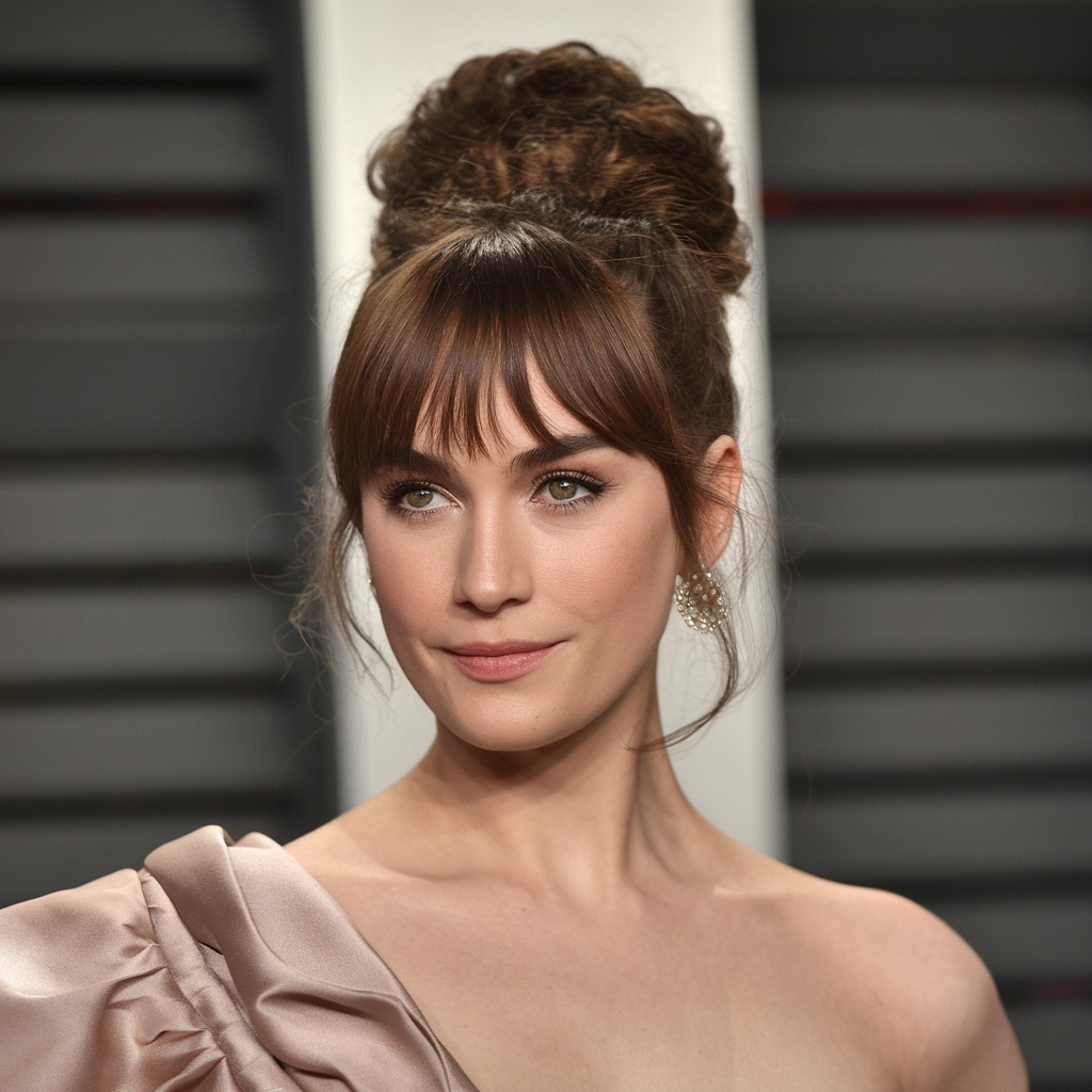 High Bun with Bangs