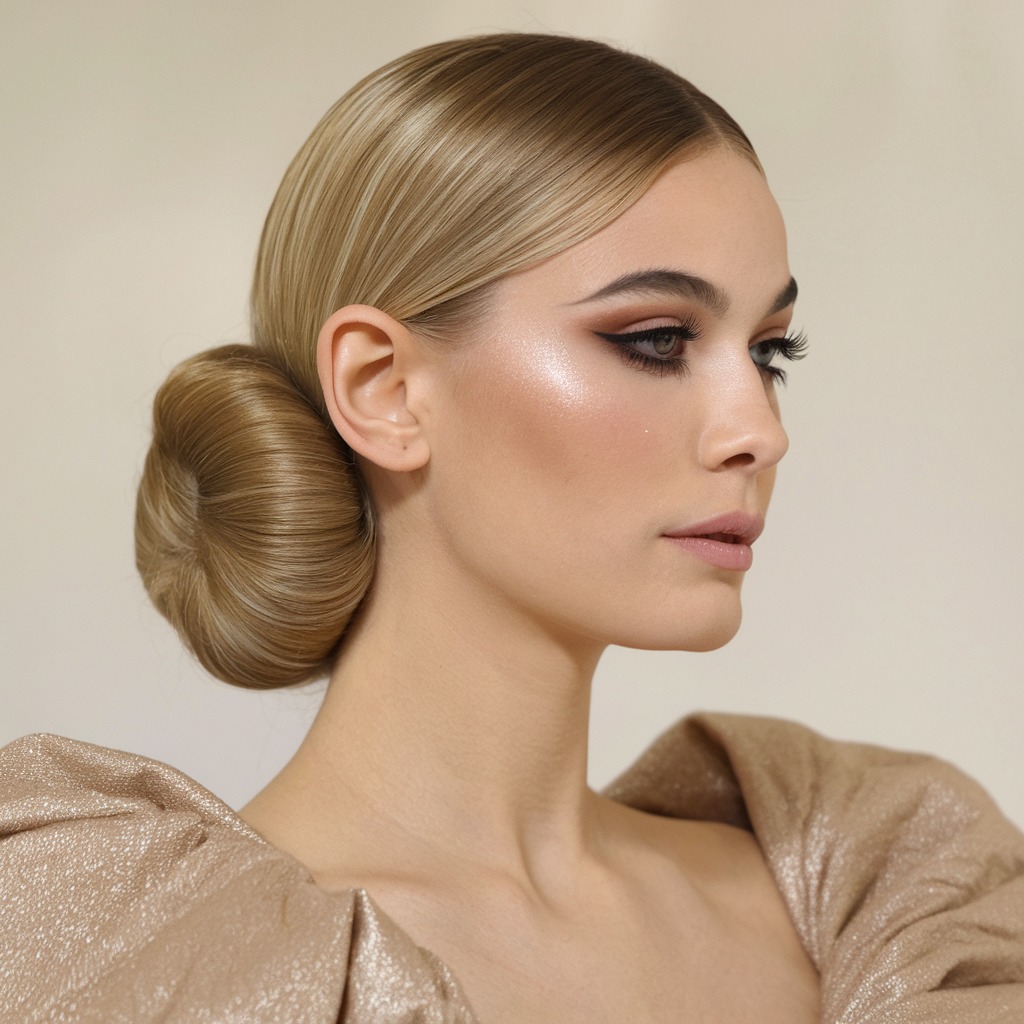 Sleek Low Bun with a Middle Part