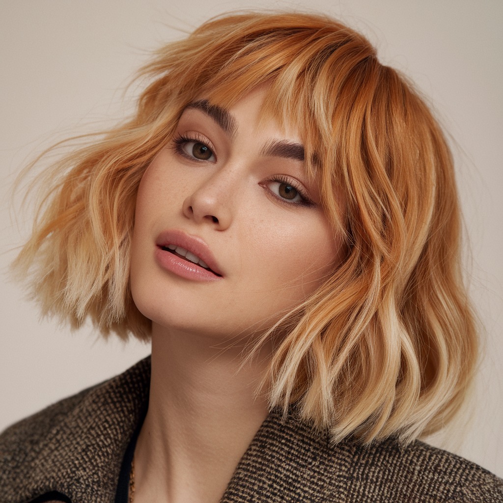 Warm Honey Blonde Bob